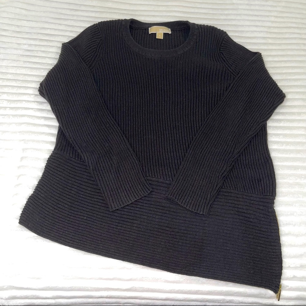 Michael Kors Asymmetrical Black Knit Sweater